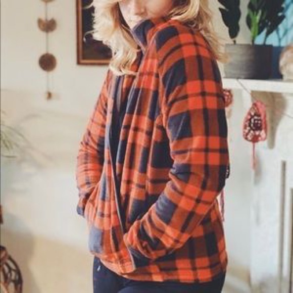 Merona grey/red plaid fleece zip jacket sz: XS - Picture 6 of 6